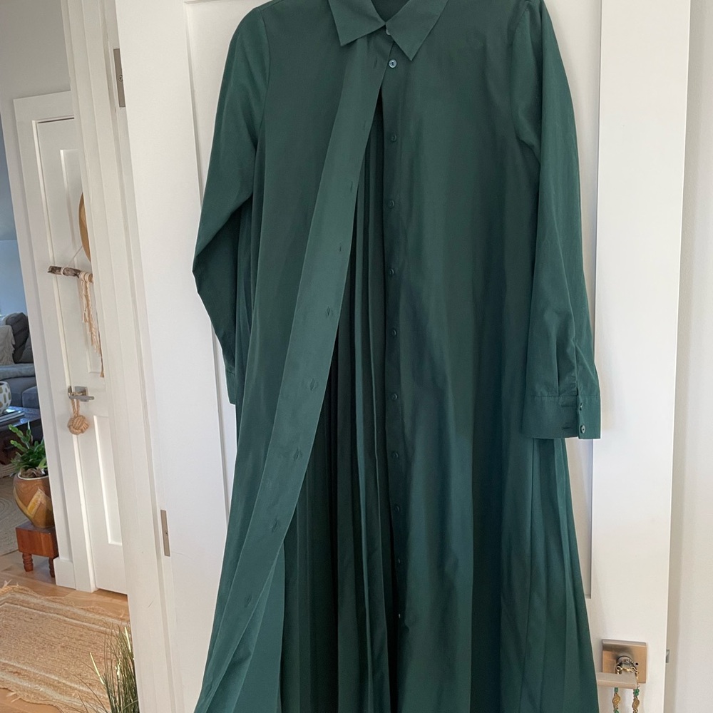 Zara Hunter Green Midi Pleated Dress - Picture 5 of 15